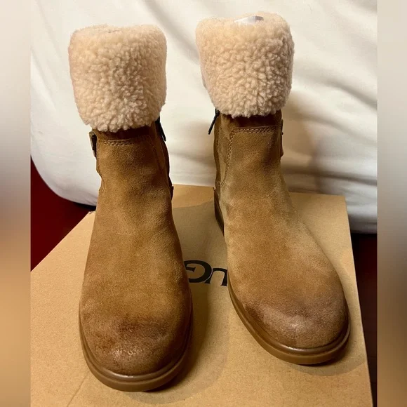 UGG Harrison Cuff Waterproof Suede Boots – Chestnut Tan - Size 8.5 - Picture 7 of 8